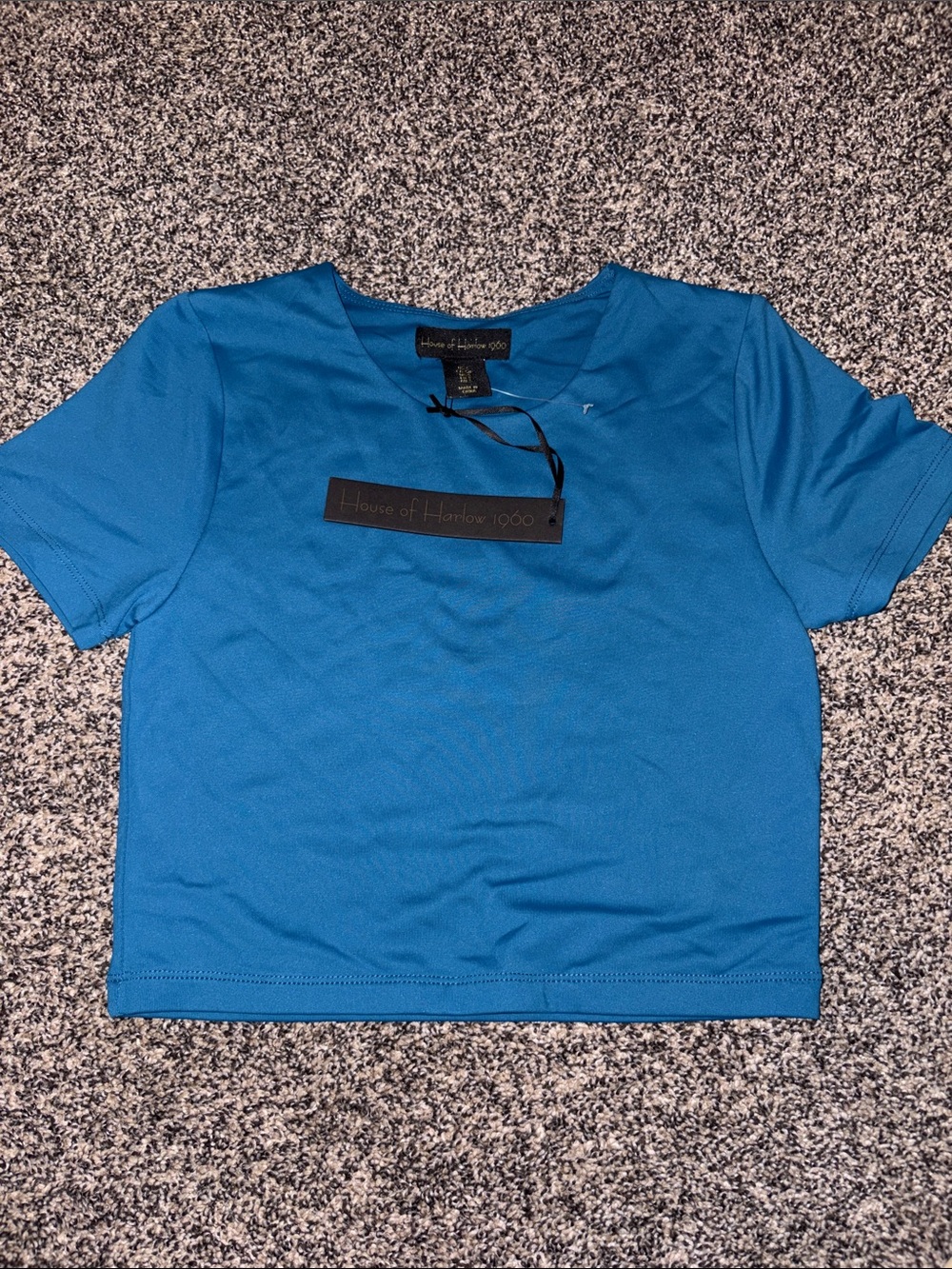 House of Harlow 1960 Bright Blue Short Sleeve Crop Top